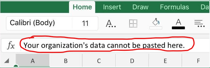 Your Organization’s Data Cannot Be Pasted Troubleshooting 